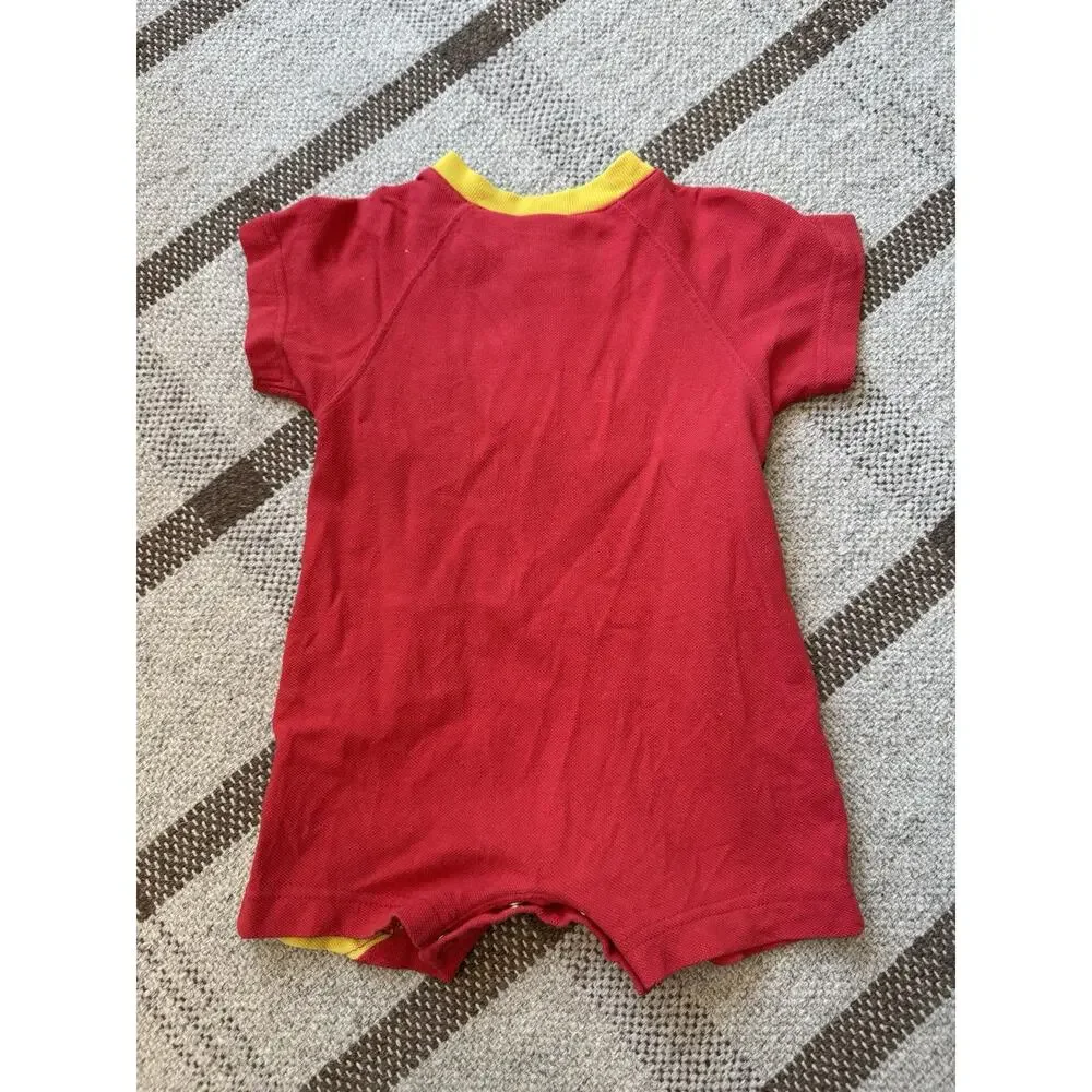 Vintage Disney Baby Mickey Shorts Romper Colorblock 6-9 Month Red Blue